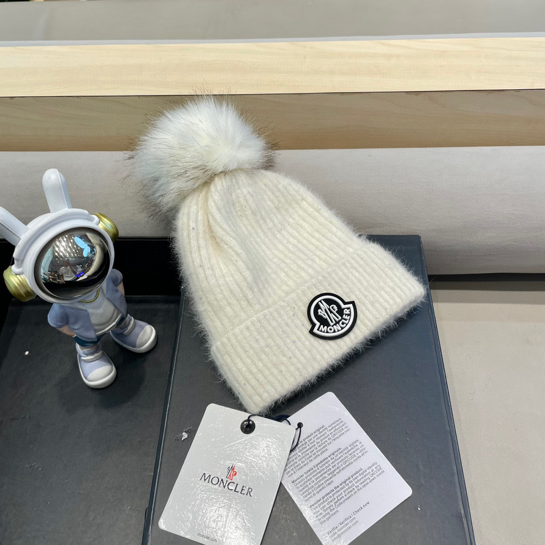 moncler冬季保暖毛球毛线帽欧美风经典针织帽男女同款冷帽圆顶街头羊毛潮