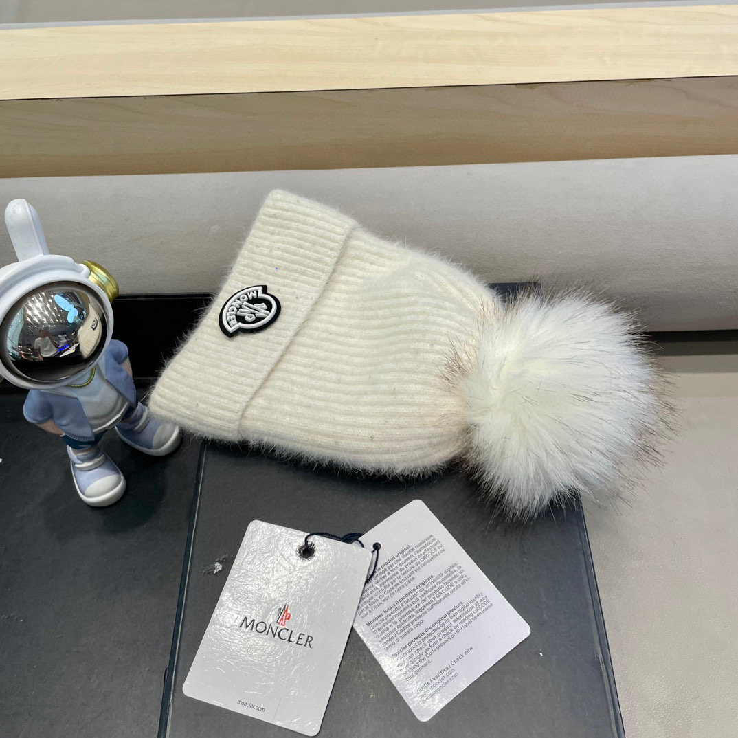 moncler冬季保暖毛球毛线帽欧美风经典针织帽男女同款冷帽圆顶街头羊毛潮