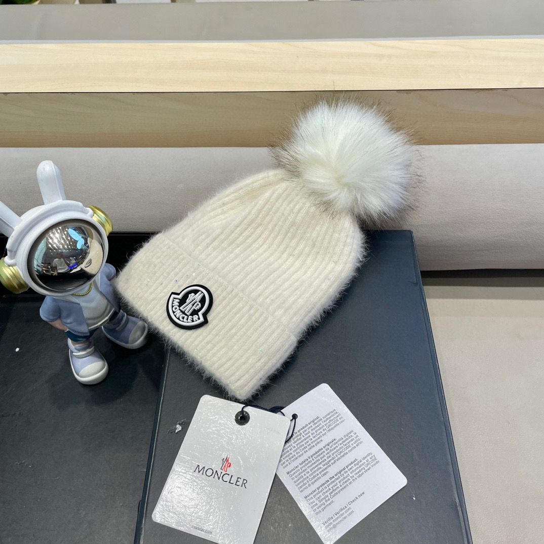 moncler冬季保暖毛球毛线帽欧美风经典针织帽男女同款冷帽圆顶街头羊毛潮
