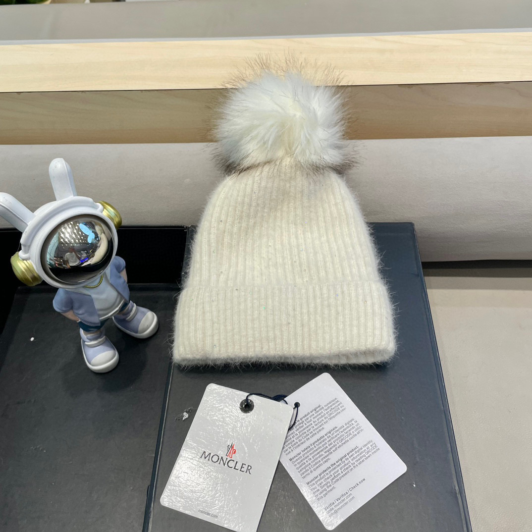 moncler冬季保暖毛球毛线帽欧美风经典针织帽男女同款冷帽圆顶街头羊毛潮