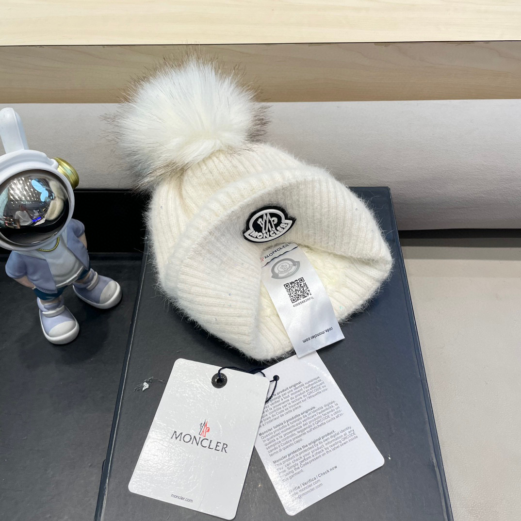 moncler冬季保暖毛球毛线帽欧美风经典针织帽男女同款冷帽圆顶街头羊毛潮