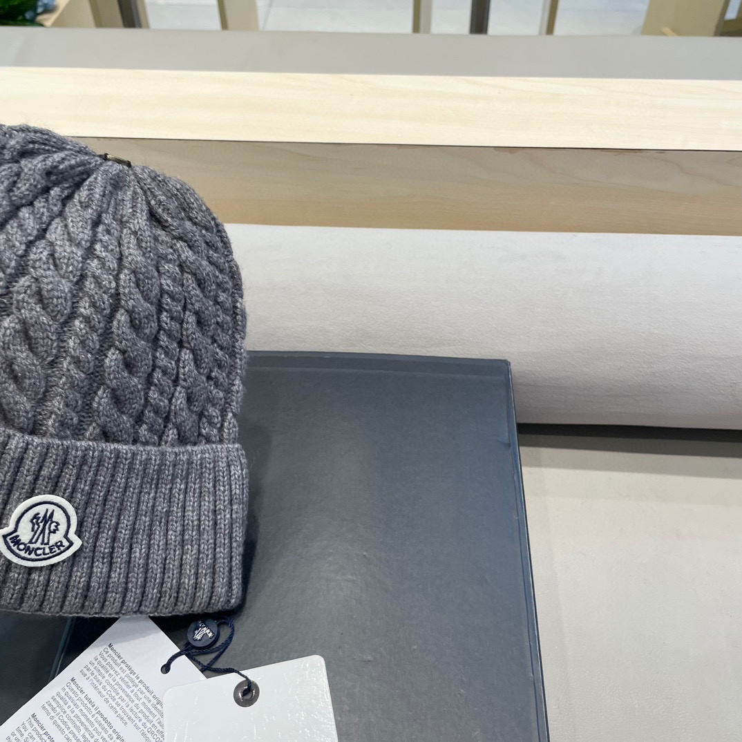 moncler秋冬新品羊绒帽加厚保暖麻花ins男女通用时尚百搭针织毛线冷帽