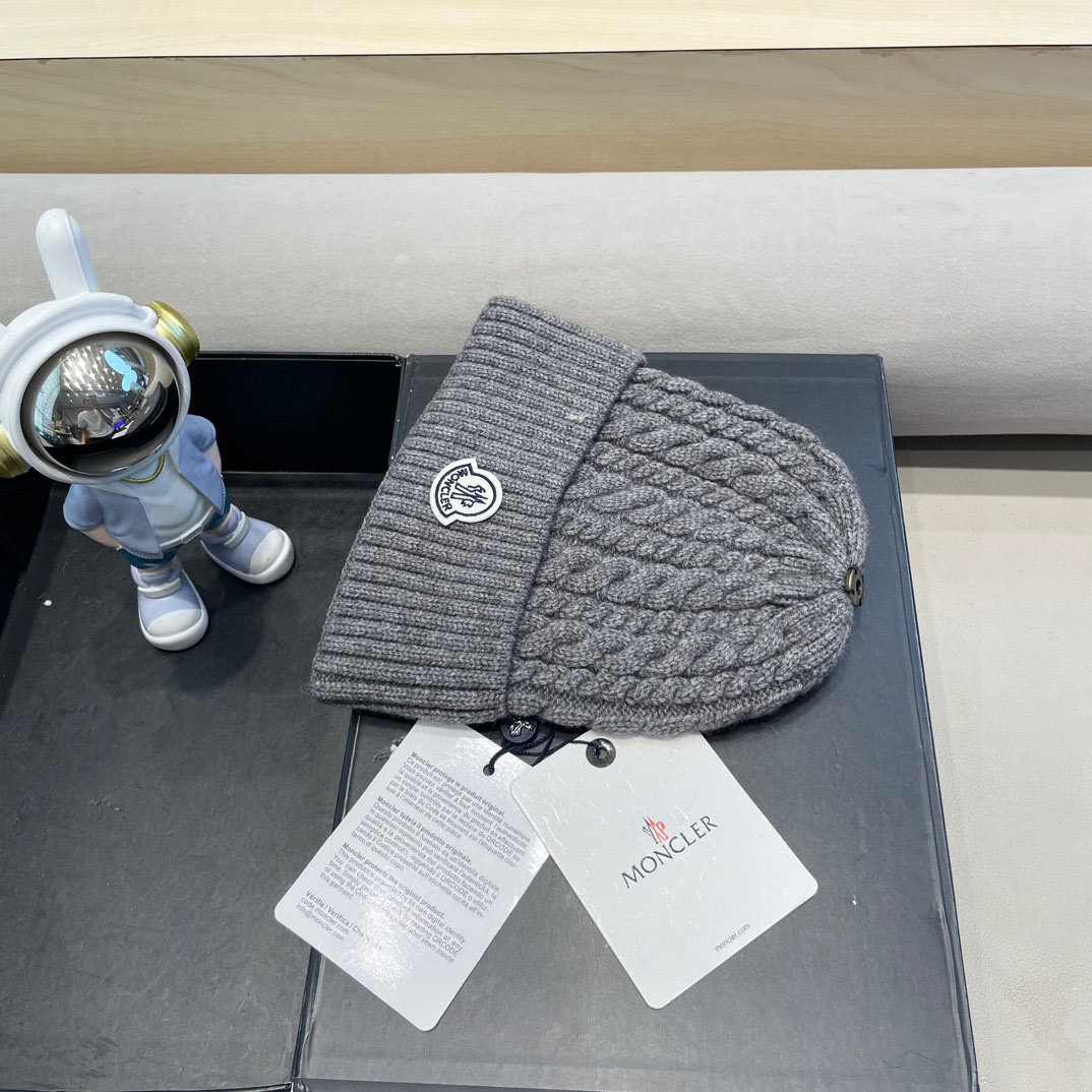 moncler秋冬新品羊绒帽加厚保暖麻花ins男女通用时尚百搭针织毛线冷帽
