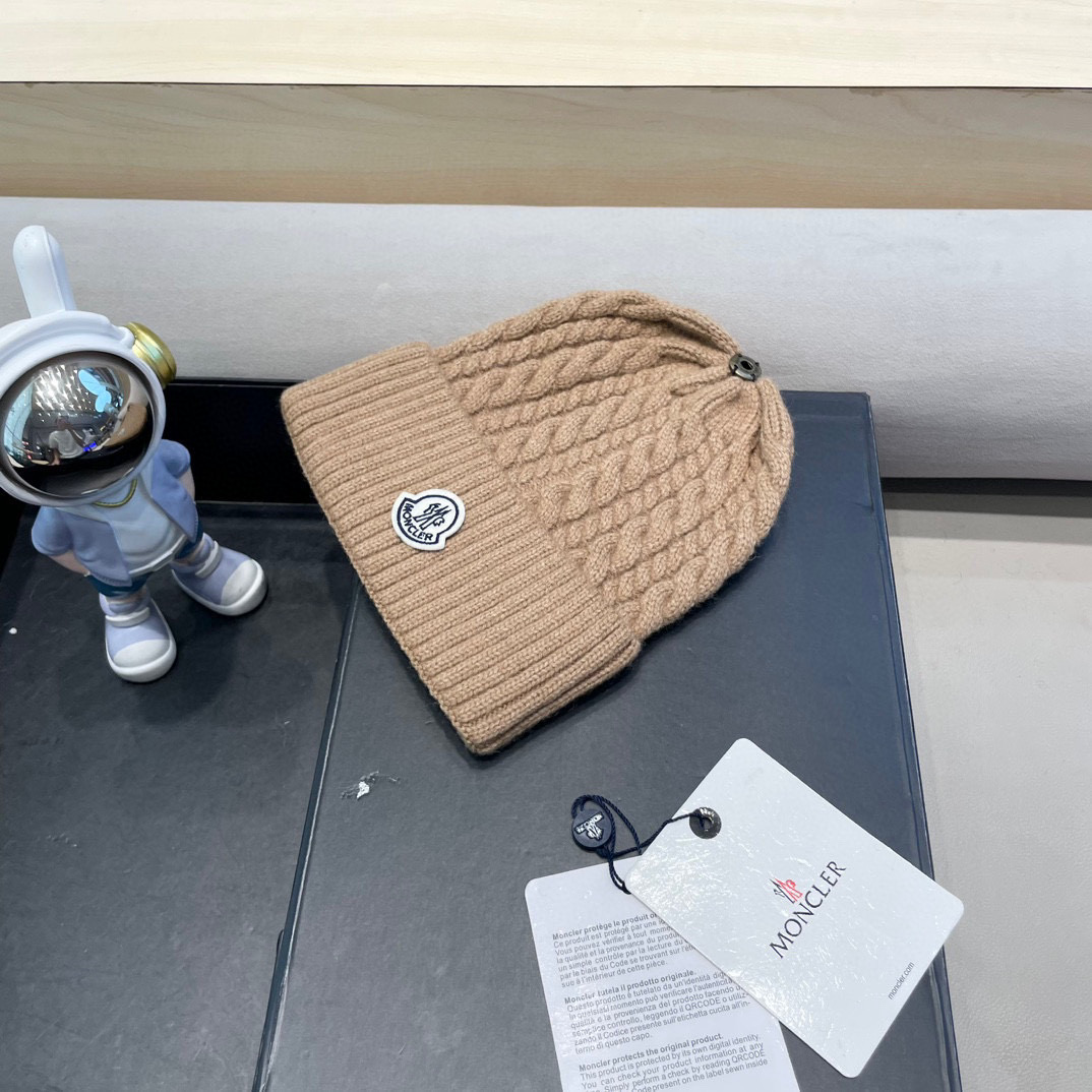moncler秋冬新品羊绒帽加厚保暖麻花ins男女通用时尚百搭针织毛线冷帽