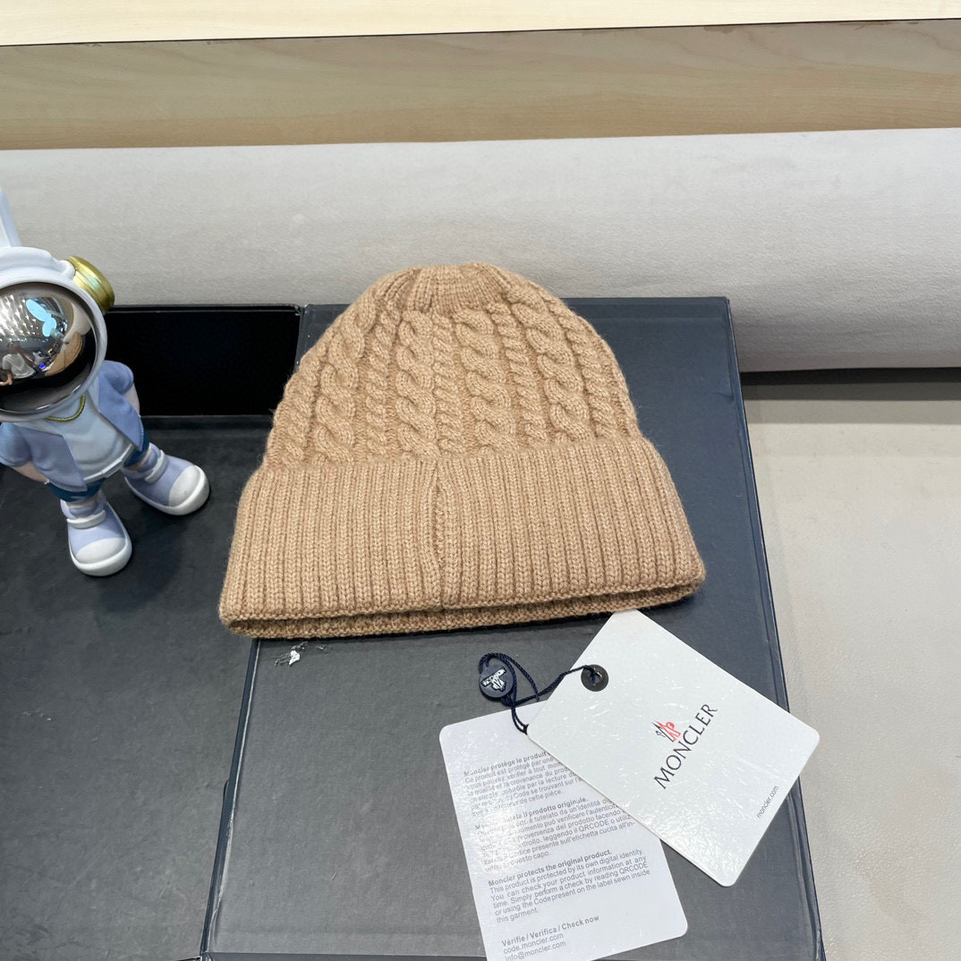 moncler秋冬新品羊绒帽加厚保暖麻花ins男女通用时尚百搭针织毛线冷帽