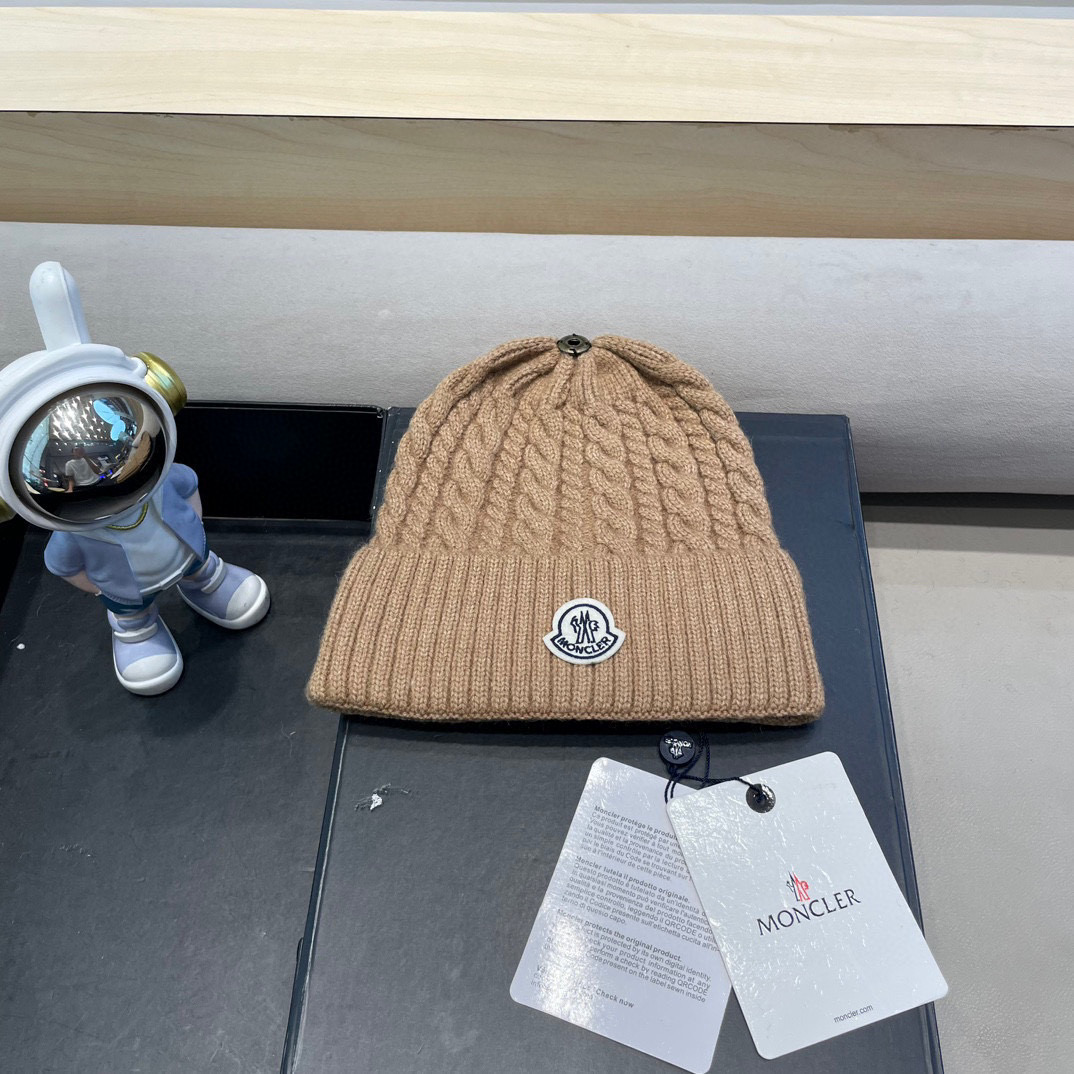 moncler秋冬新品羊绒帽加厚保暖麻花ins男女通用时尚百搭针织毛线冷帽