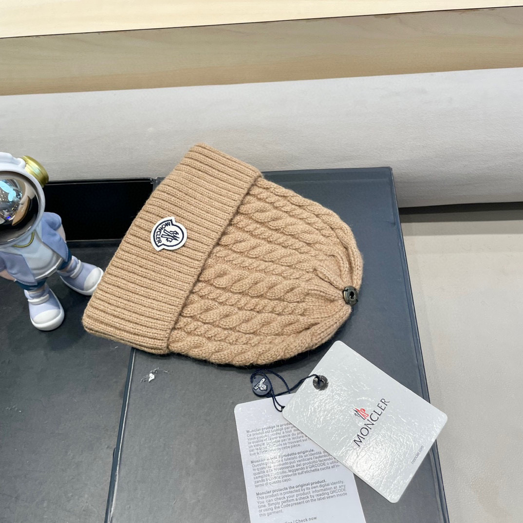 moncler秋冬新品羊绒帽加厚保暖麻花ins男女通用时尚百搭针织毛线冷帽