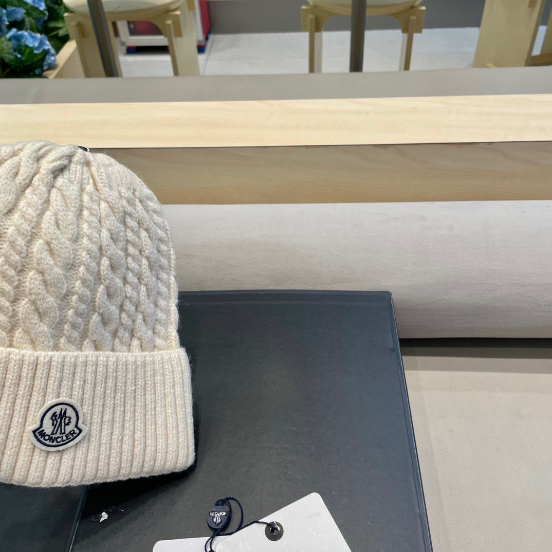 moncler秋冬新品羊绒帽加厚保暖麻花ins男女通用时尚百搭针织毛线冷帽