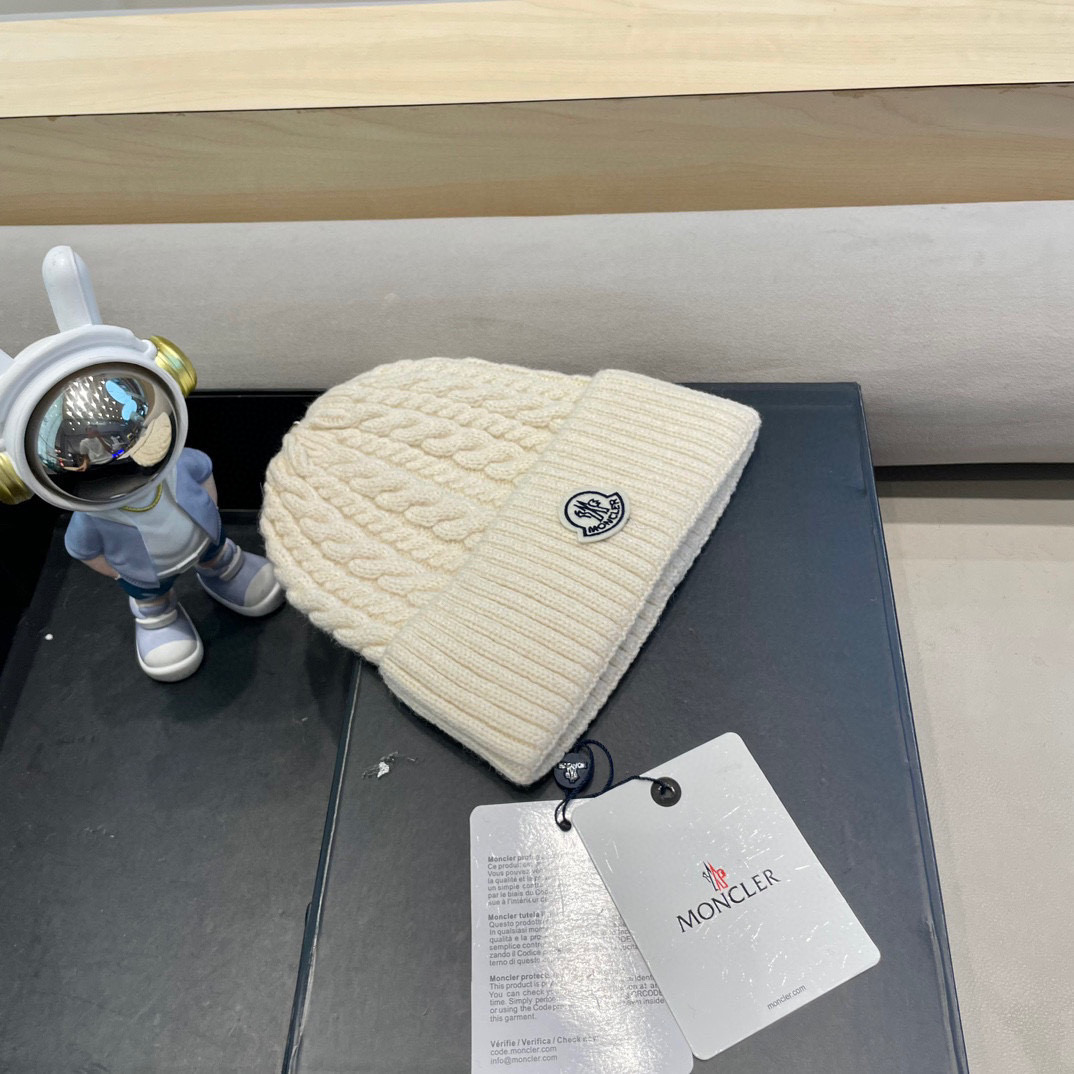 moncler秋冬新品羊绒帽加厚保暖麻花ins男女通用时尚百搭针织毛线冷帽