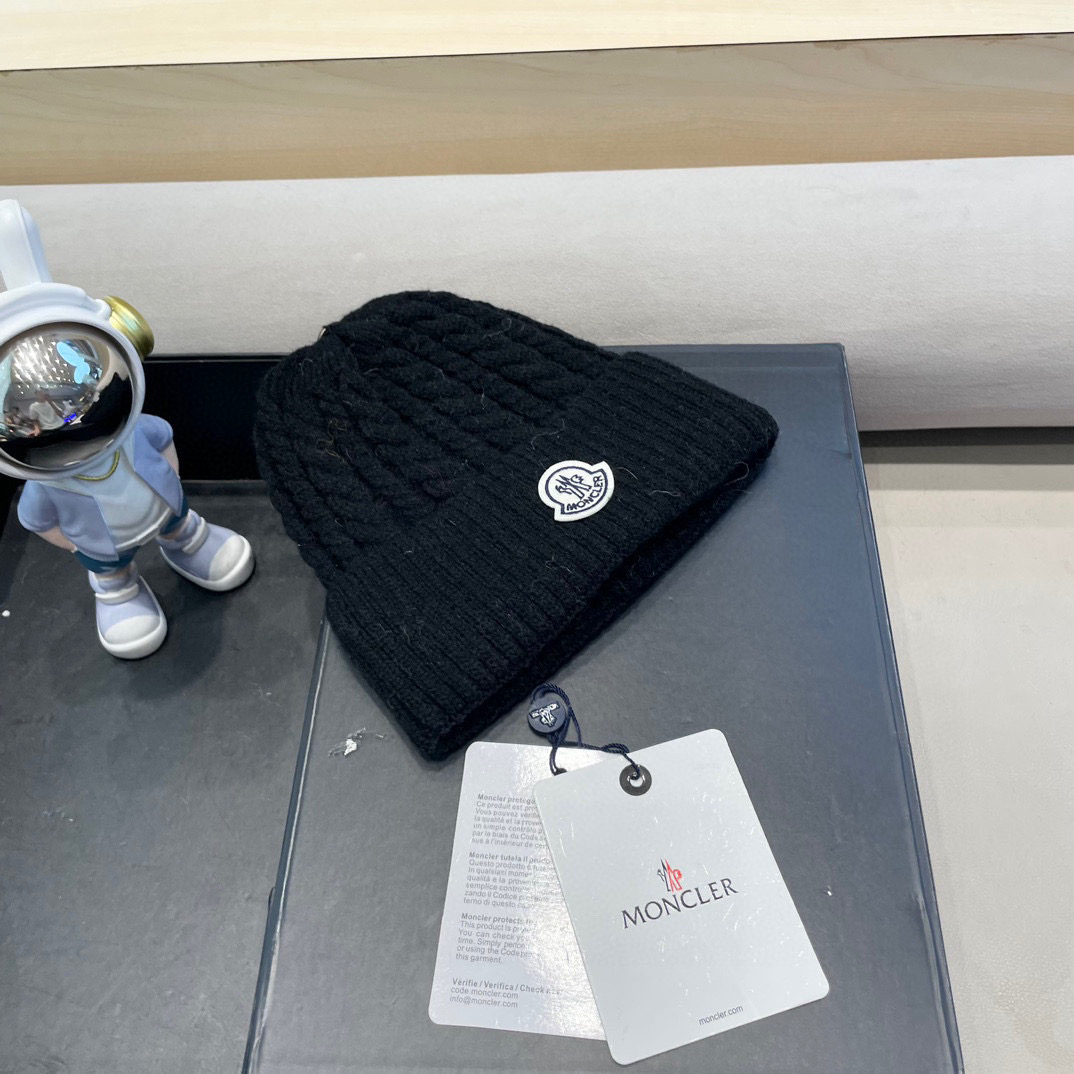 moncler秋冬新品羊绒帽加厚保暖麻花ins男女通用时尚百搭针织毛线冷帽