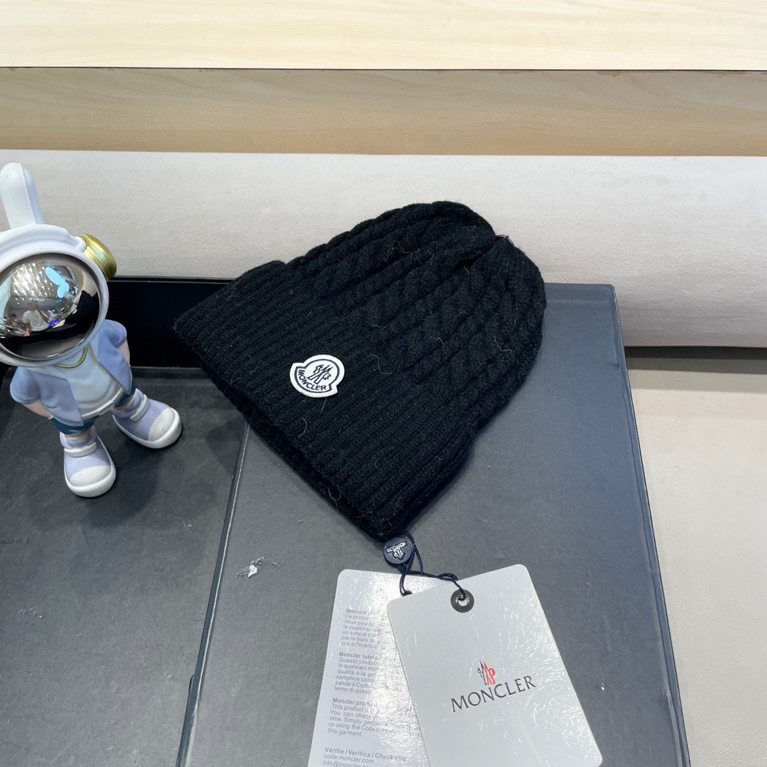 moncler秋冬新品羊绒帽加厚保暖麻花ins男女通用时尚百搭针织毛线冷帽
