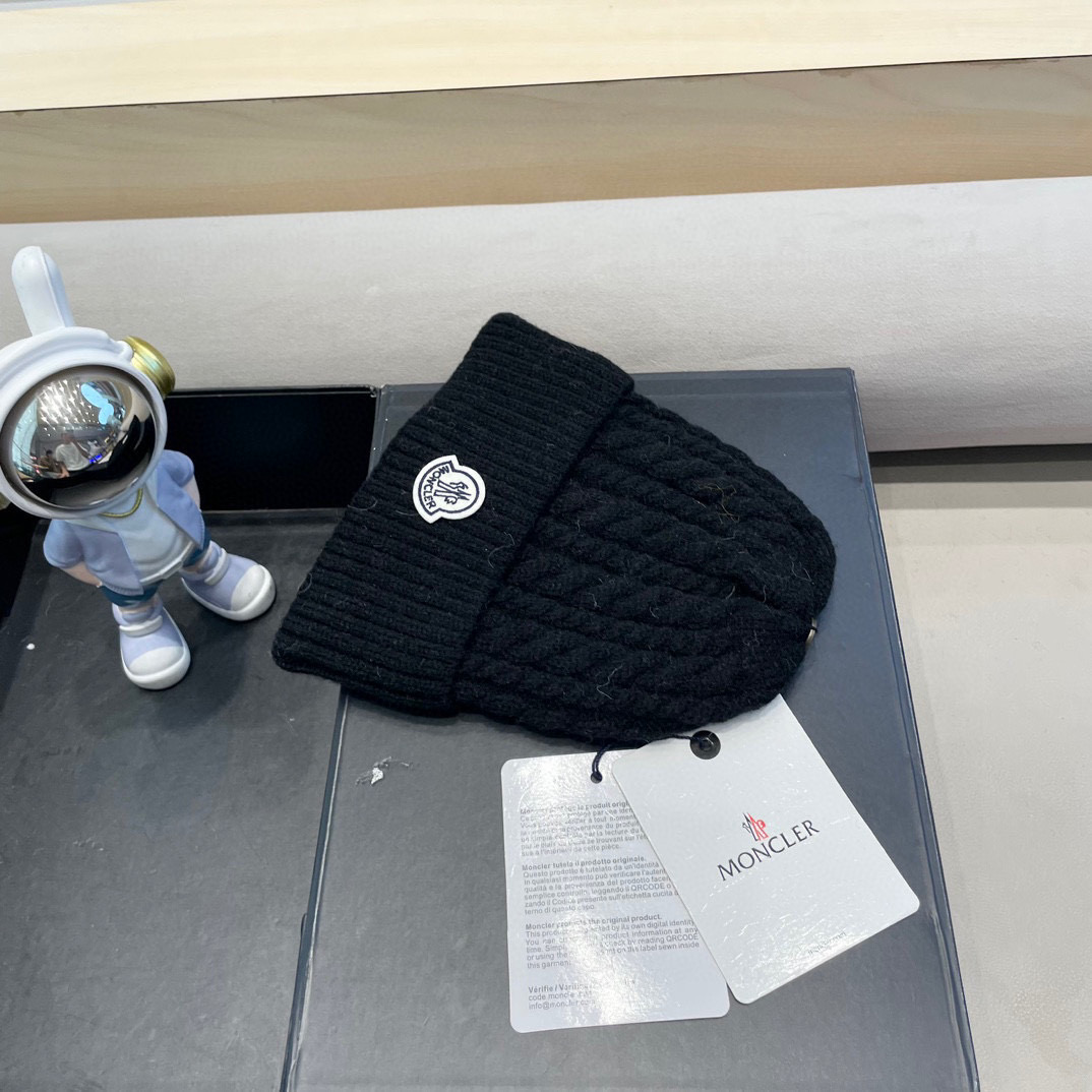 moncler秋冬新品羊绒帽加厚保暖麻花ins男女通用时尚百搭针织毛线冷帽