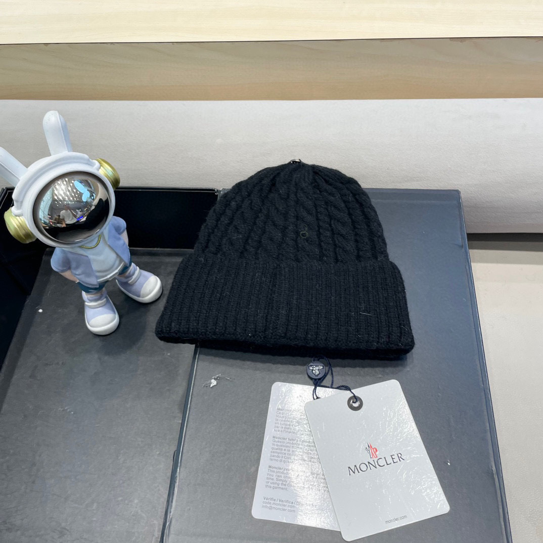 moncler秋冬新品羊绒帽加厚保暖麻花ins男女通用时尚百搭针织毛线冷帽