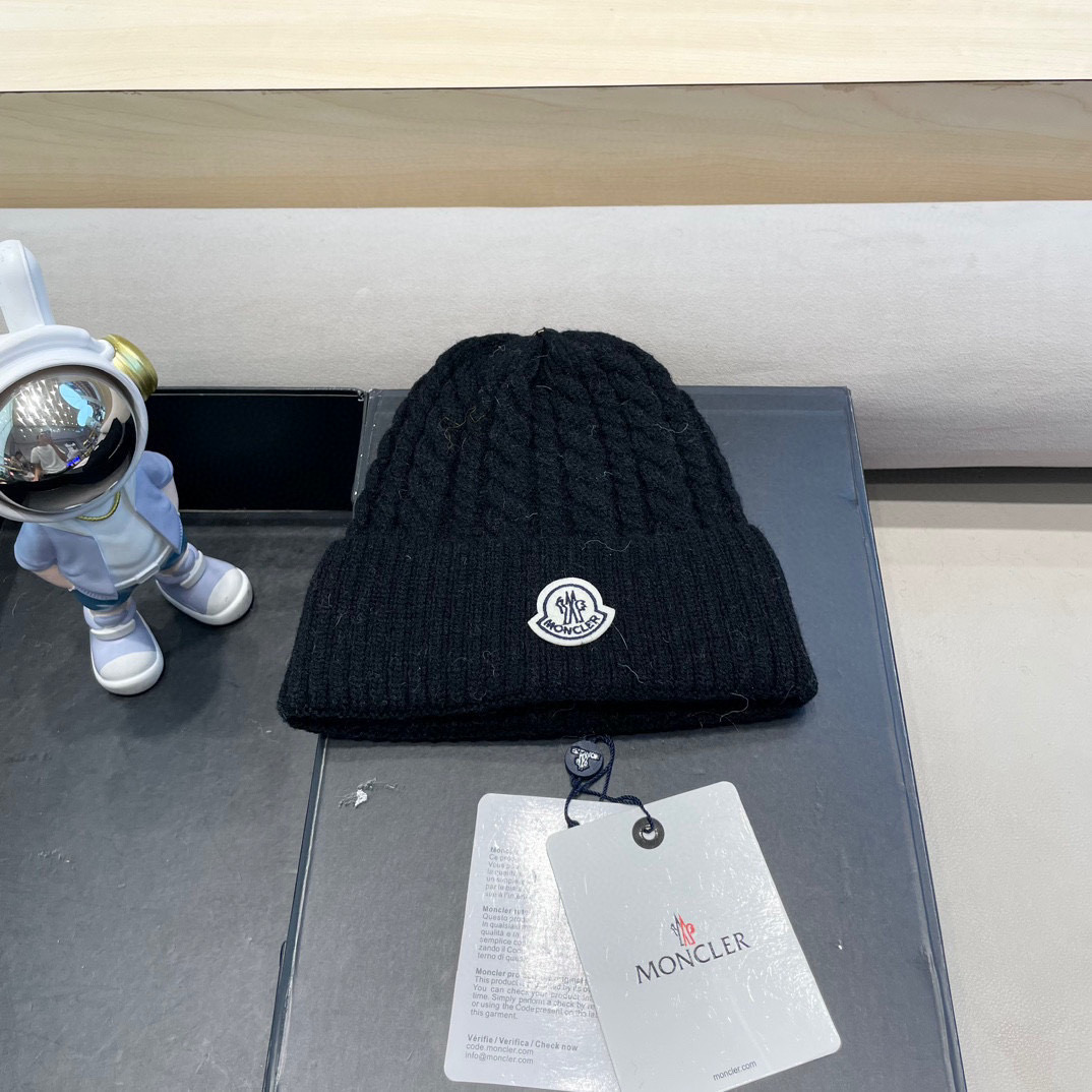 moncler秋冬新品羊绒帽加厚保暖麻花ins男女通用时尚百搭针织毛线冷帽
