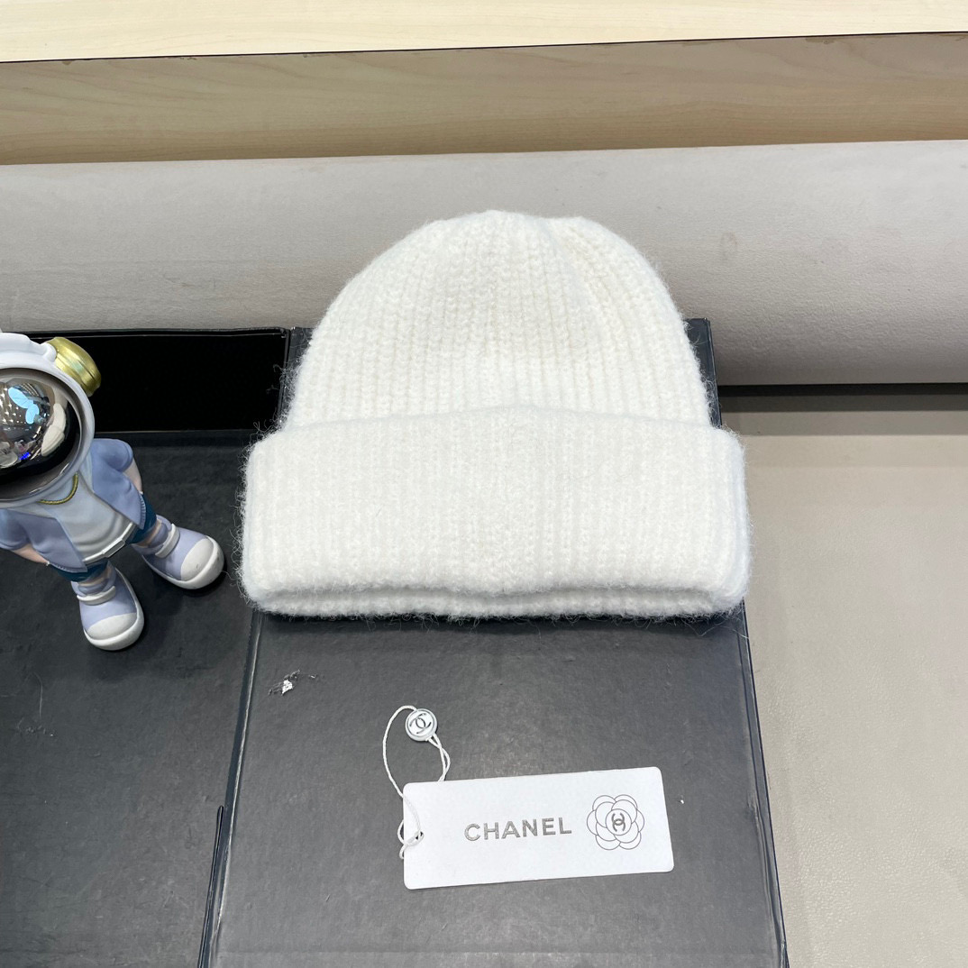Chanel秋冬新款毛线帽子女韩版百搭护耳冷帽显脸小加厚针织保暖套头帽潮