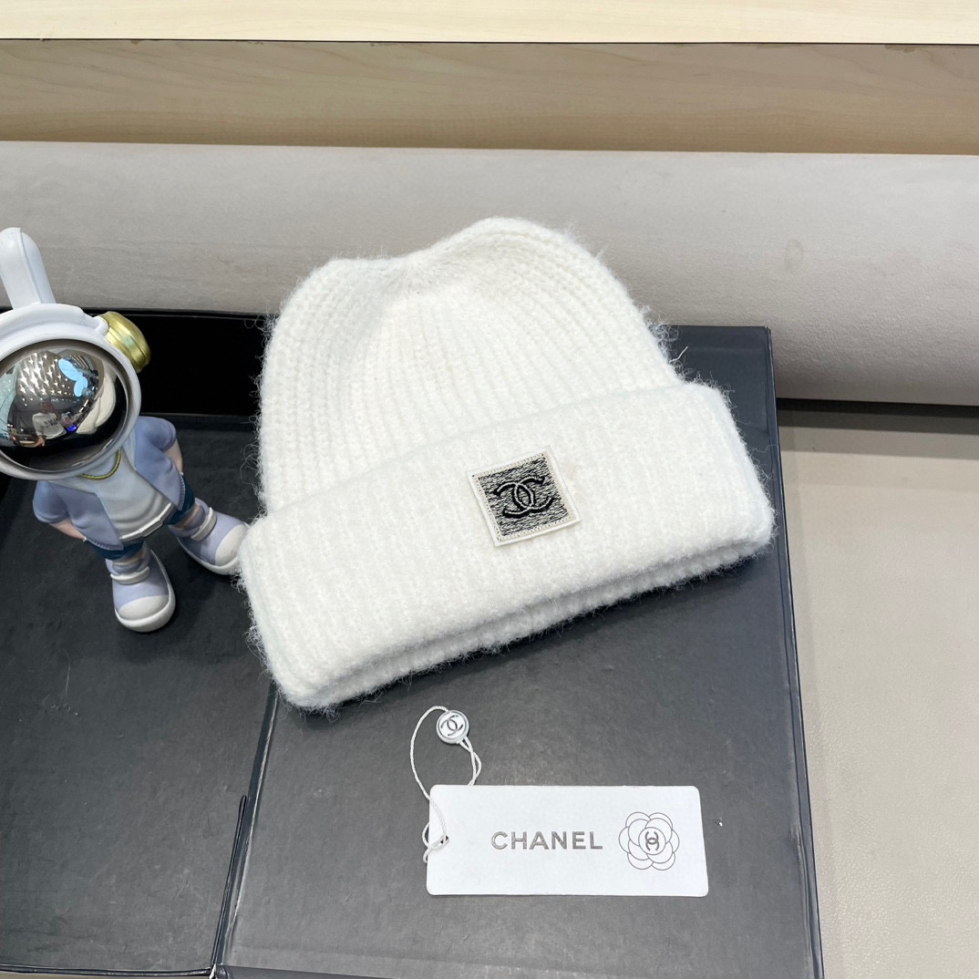 Chanel秋冬新款毛线帽子女韩版百搭护耳冷帽显脸小加厚针织保暖套头帽潮