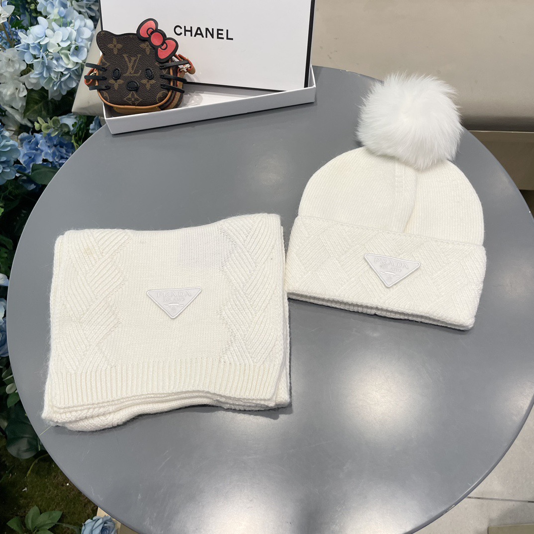 prada hat PRADA classic suit hat Hat Scarf Cashmere and Rabbit Velvet Quality warm comfortable unisex couple model anti-counterfeiting labels many styles