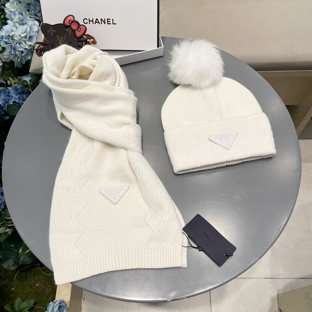 prada hat PRADA classic suit hat Hat Scarf Cashmere and Rabbit Velvet Quality warm comfortable unisex couple model anti-counterfeiting labels many styles — photo 3