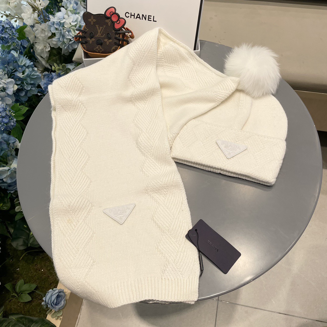 prada hat PRADA classic suit hat Hat Scarf Cashmere and Rabbit Velvet Quality warm comfortable unisex couple model anti-counterfeiting labels many styles — photo 2