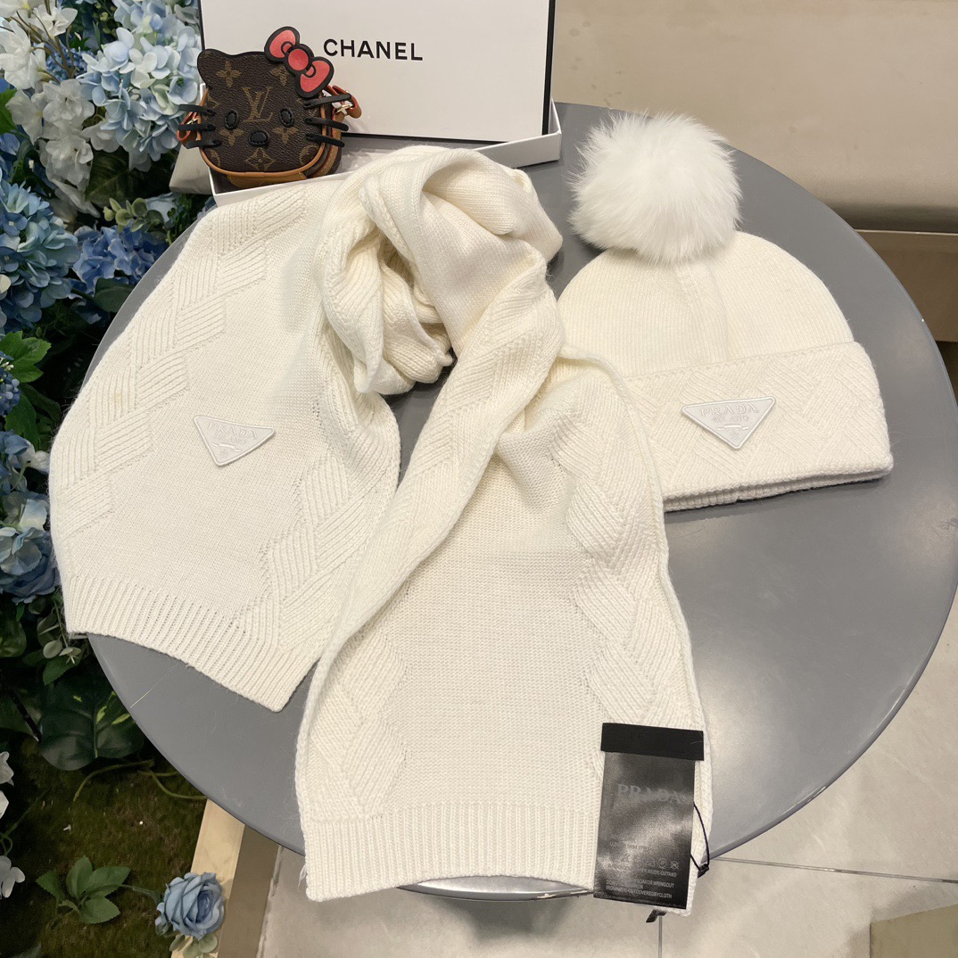 prada hat PRADA classic suit hat Hat Scarf Cashmere and Rabbit Velvet Quality warm comfortable unisex couple model anti-counterfeiting labels many styles — photo 4