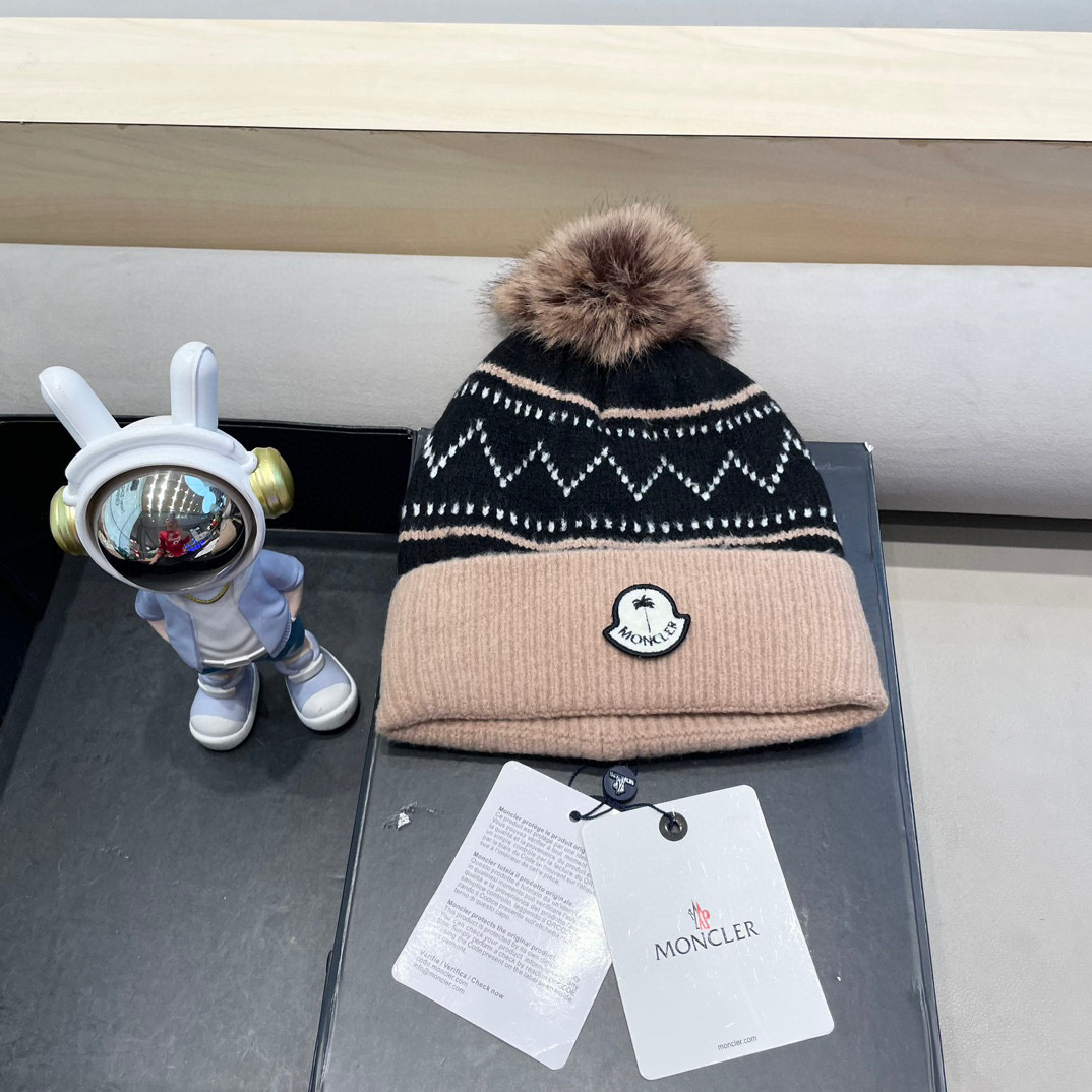 moncler新款冬季帽子百搭时尚针织套头包头毛线帽加绒加厚护耳防风保暖