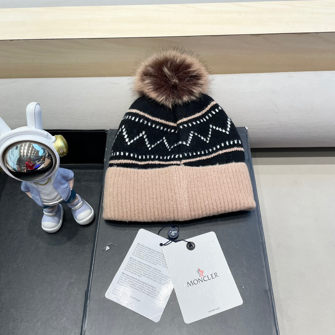 moncler新款冬季帽子百搭时尚针织套头包头毛线帽加绒加厚护耳防风保暖