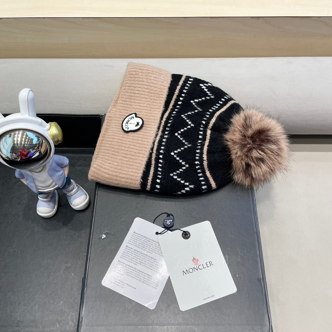moncler新款冬季帽子百搭时尚针织套头包头毛线帽加绒加厚护耳防风保暖