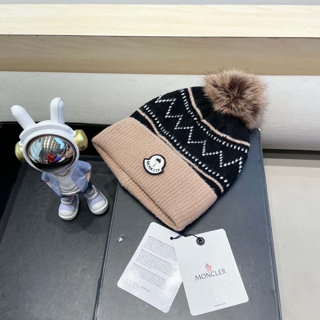 moncler新款冬季帽子百搭时尚针织套头包头毛线帽加绒加厚护耳防风保暖