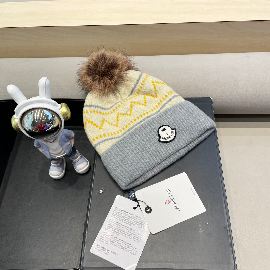 moncler新款冬季帽子百搭时尚针织套头包头毛线帽加绒加厚护耳防风保暖