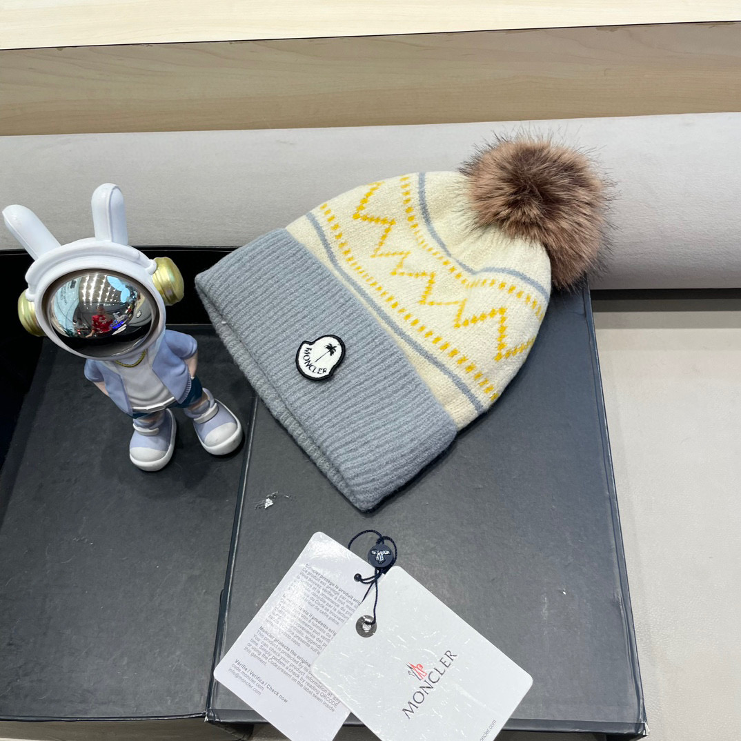 moncler新款冬季帽子百搭时尚针织套头包头毛线帽加绒加厚护耳防风保暖
