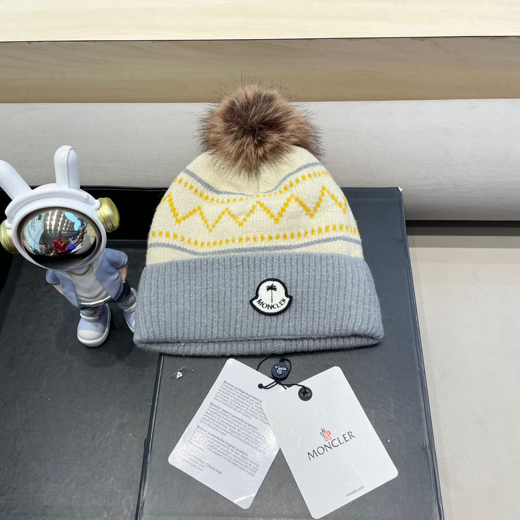 moncler新款冬季帽子百搭时尚针织套头包头毛线帽加绒加厚护耳防风保暖