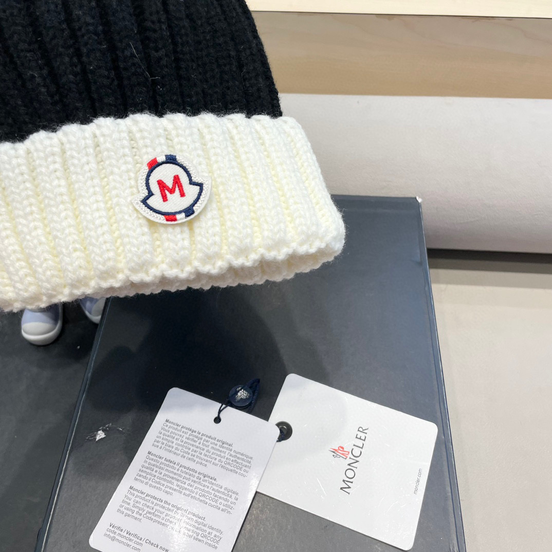 moncler帽子女韩版圣诞狐狸毛球帽子亲子秋冬加厚保暖笑脸羊毛线针织帽潮