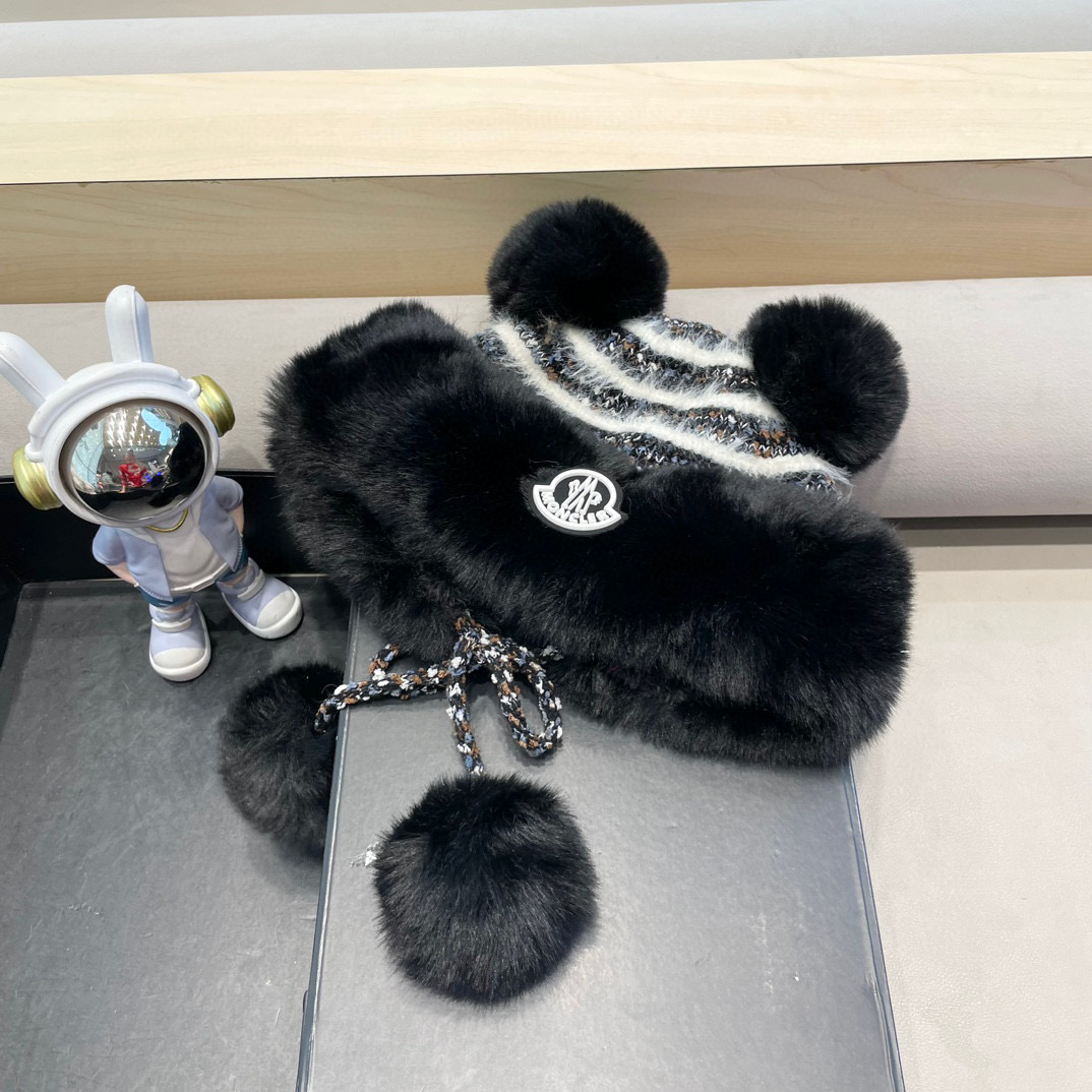 moncler 帽子女秋冬韩版可爱鹿角毛球护耳毛绒帽圣诞加厚东北雷锋帽骑车帽