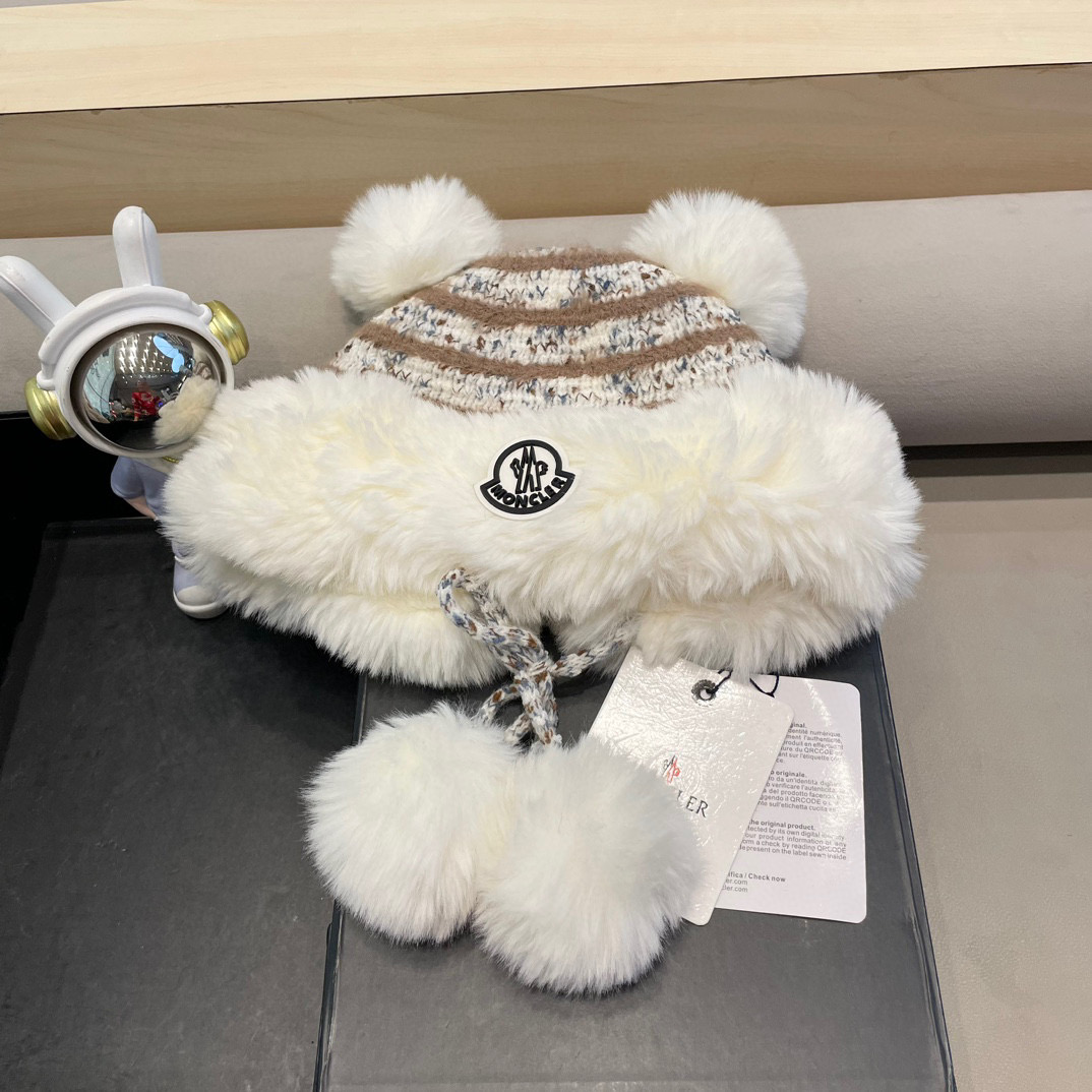 moncler 帽子女秋冬韩版可爱鹿角毛球护耳毛绒帽圣诞加厚东北雷锋帽骑车帽 