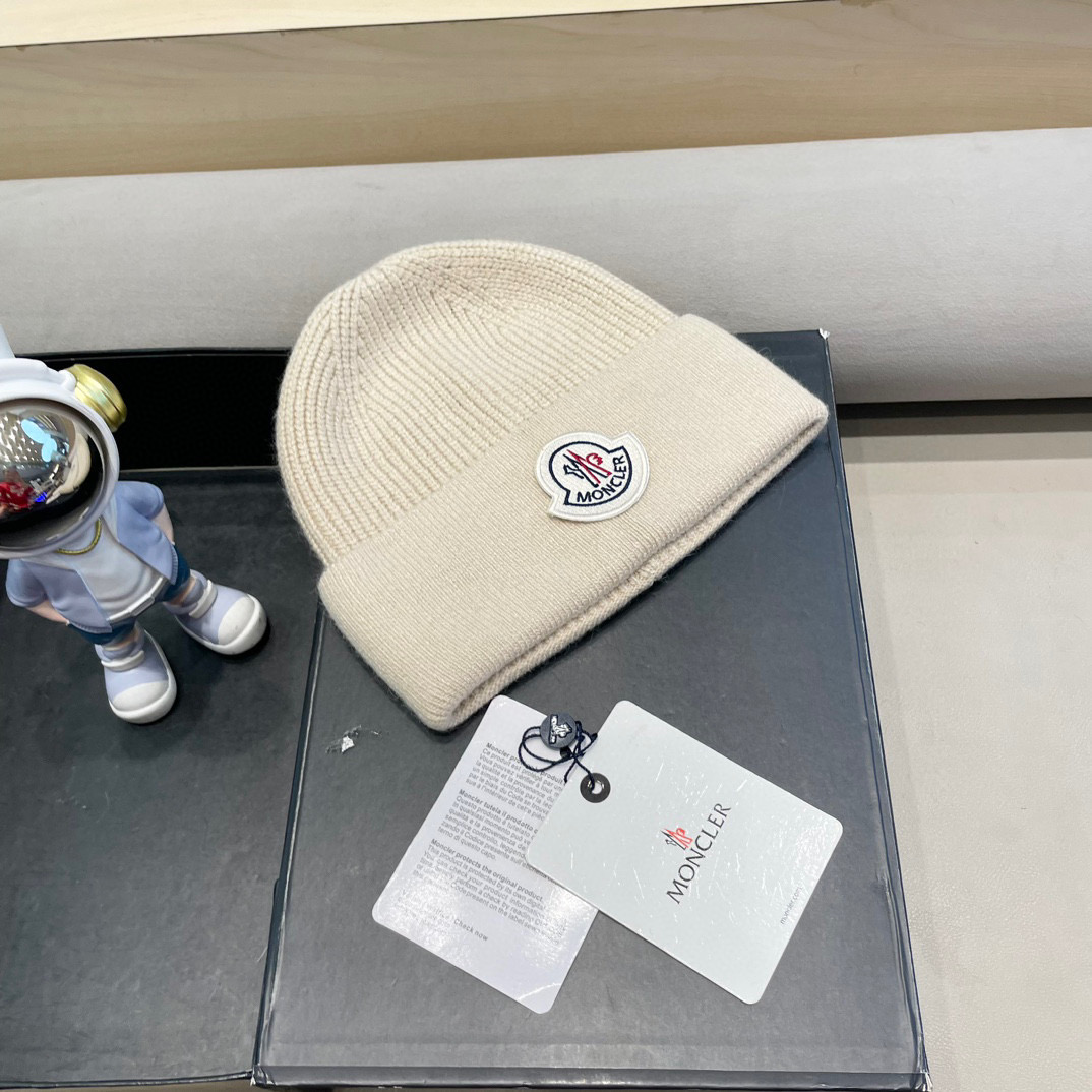 moncler高品质100绵羊🐑毛加兔毛帽子女秋冬保暖护耳针织帽大头围显脸小