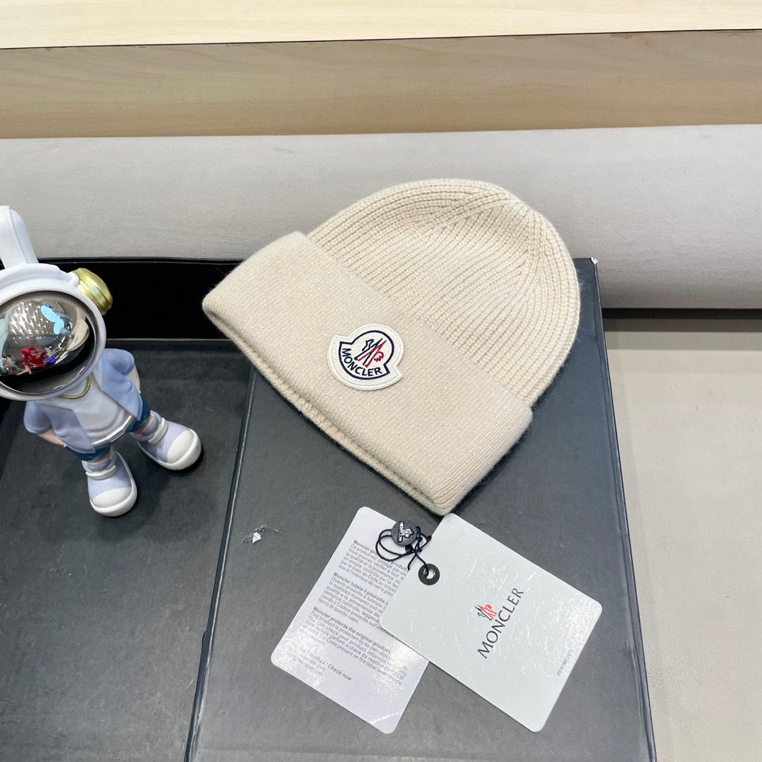 moncler高品质100绵羊🐑毛加兔毛帽子女秋冬保暖护耳针织帽大头围显脸小
