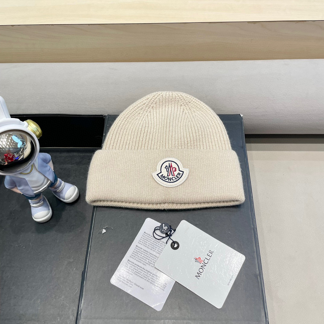 moncler高品质100绵羊🐑毛加兔毛帽子女秋冬保暖护耳针织帽大头围显脸小