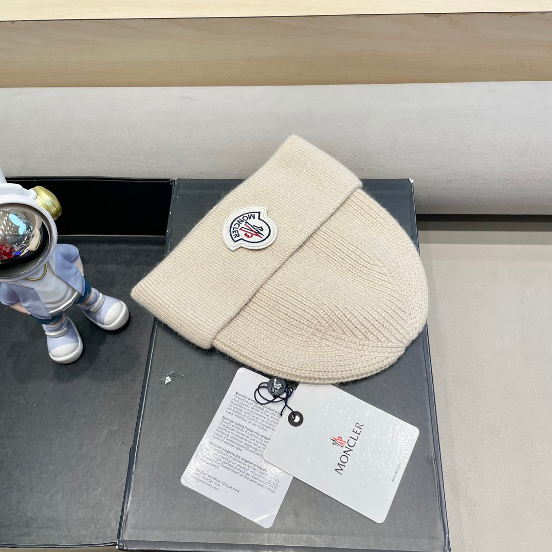 moncler高品质100绵羊🐑毛加兔毛帽子女秋冬保暖护耳针织帽大头围显脸小