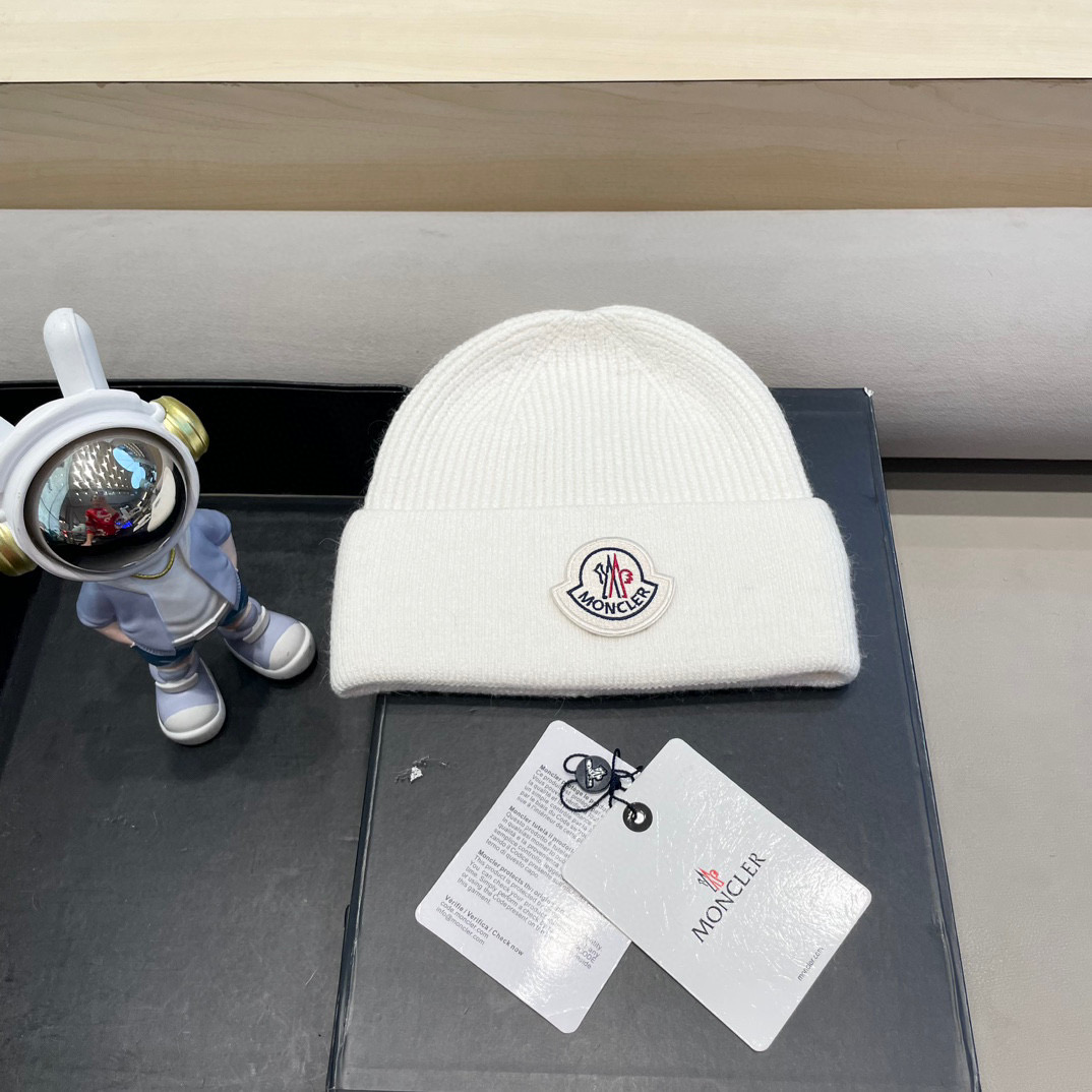 moncler高品质100绵羊🐑毛加兔毛帽子女秋冬保暖护耳针织帽大头围显脸小