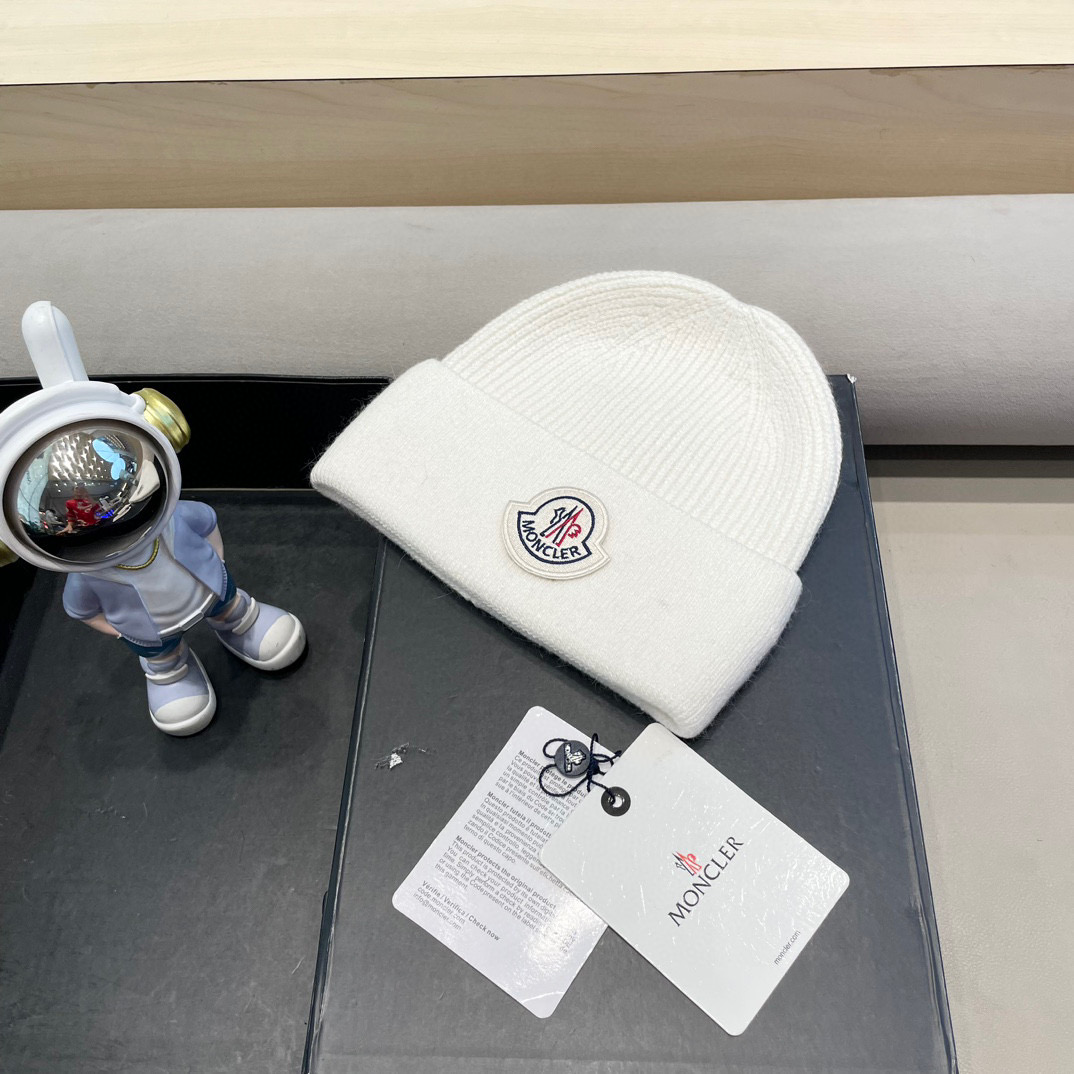 moncler高品质100绵羊🐑毛加兔毛帽子女秋冬保暖护耳针织帽大头围显脸小