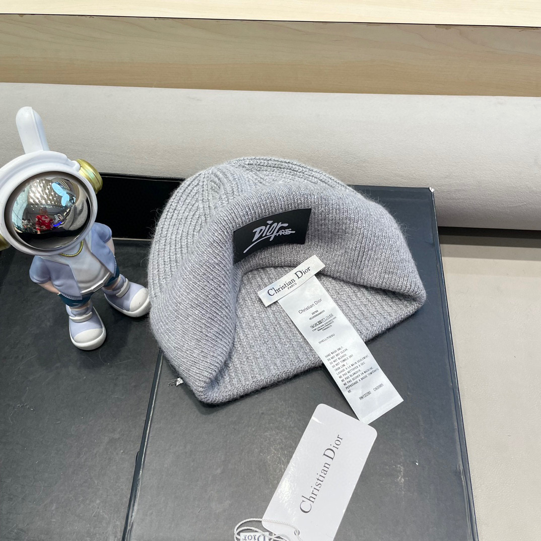 迪奥Dior恒源祥山羊绒加兔毛厚帽子防风防寒男女通用无檐包头帽秋冬季冷帽百搭