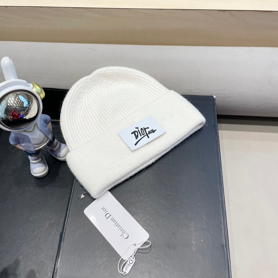 迪奥Dior恒源祥山羊绒加兔毛厚帽子防风防寒男女通用无檐包头帽秋冬季冷帽百搭 