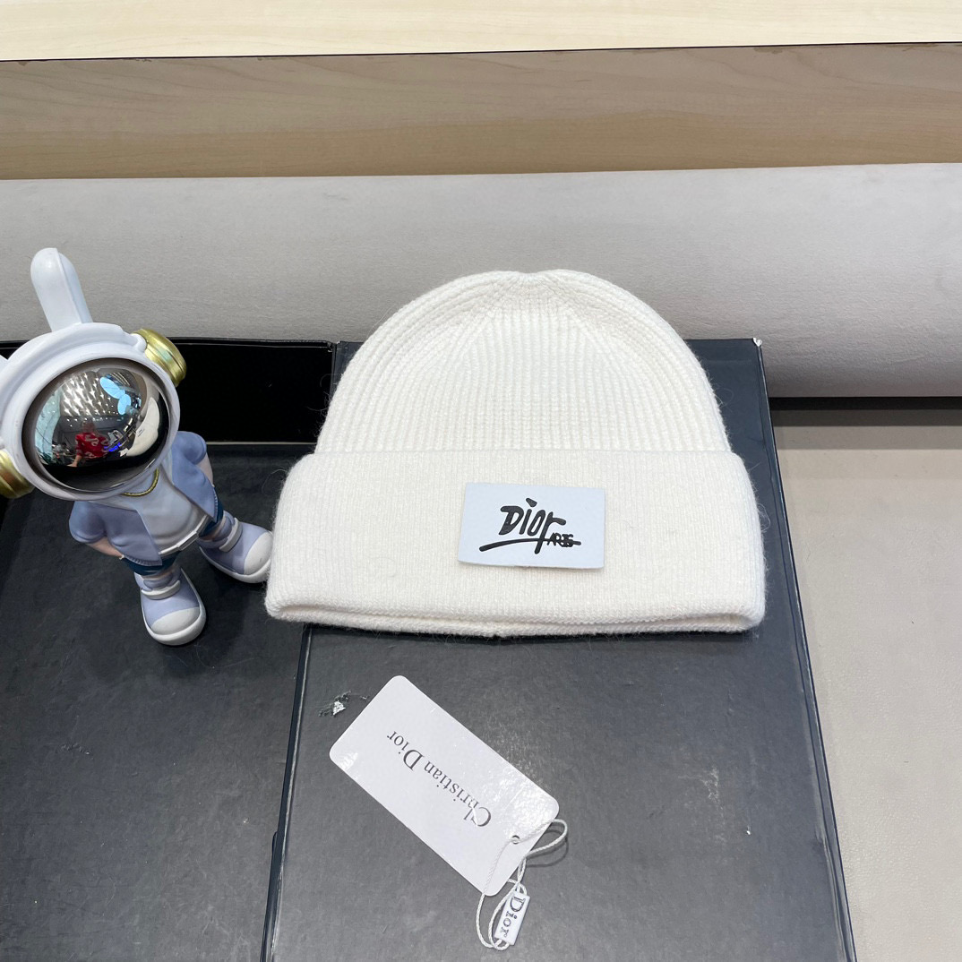迪奥Dior恒源祥山羊绒加兔毛厚帽子防风防寒男女通用无檐包头帽秋冬季冷帽百搭 