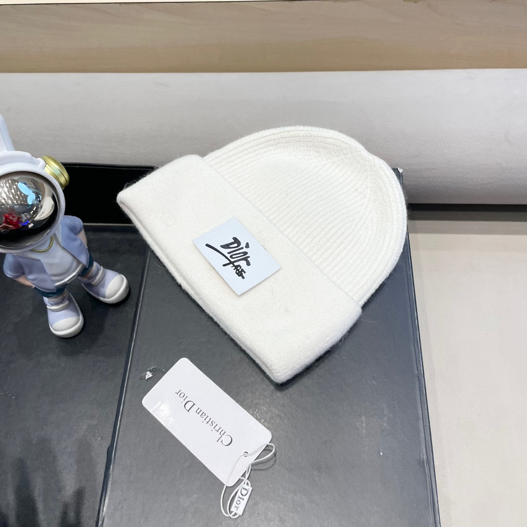 迪奥Dior恒源祥山羊绒加兔毛厚帽子防风防寒男女通用无檐包头帽秋冬季冷帽百搭 