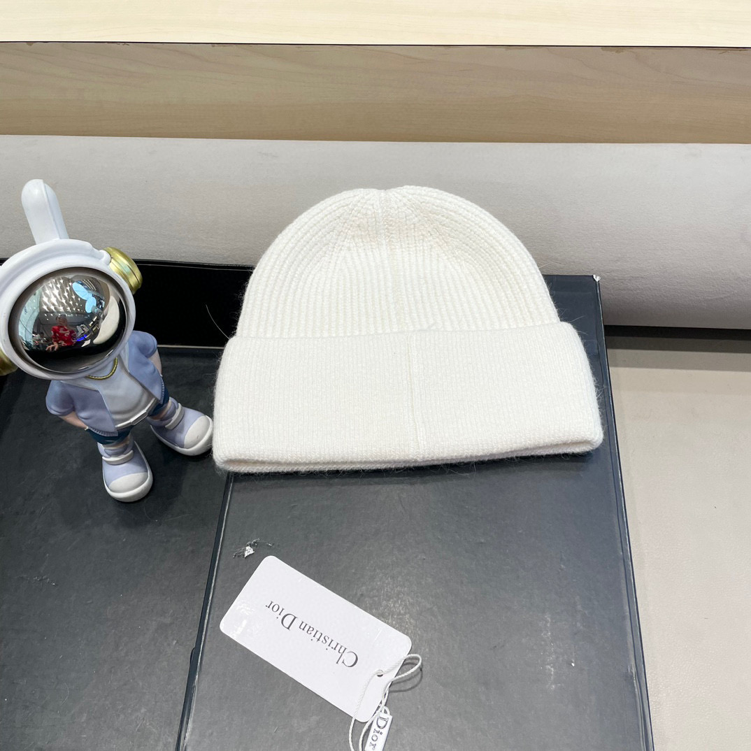 迪奥Dior恒源祥山羊绒加兔毛厚帽子防风防寒男女通用无檐包头帽秋冬季冷帽百搭 