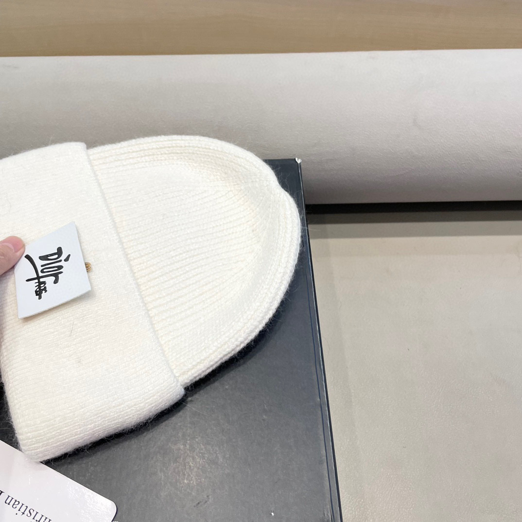 迪奥Dior恒源祥山羊绒加兔毛厚帽子防风防寒男女通用无檐包头帽秋冬季冷帽百搭 