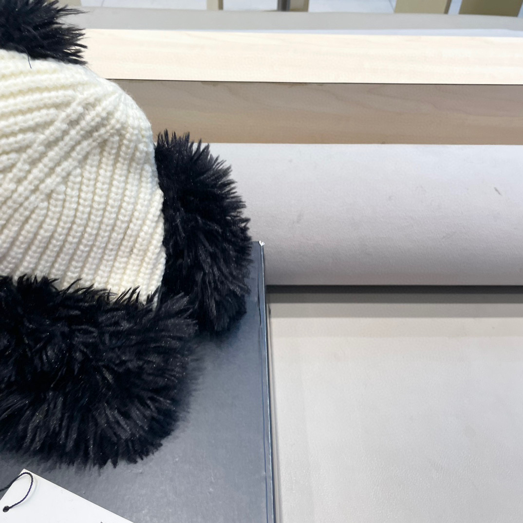 Gucci冬季可爱卡通显脸小毛绒绒针织帽子女款韩版百搭加绒保暖毛线帽潮