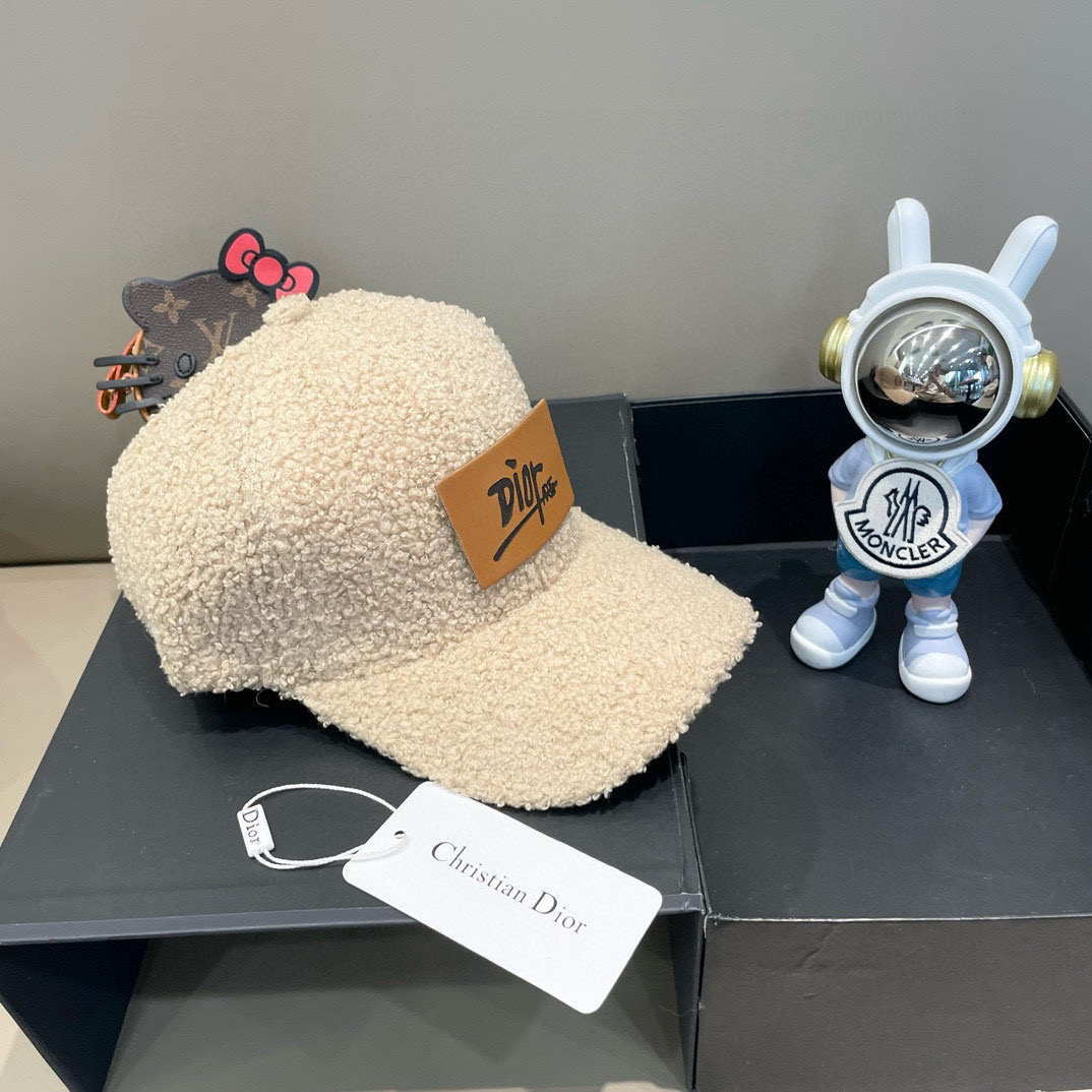 DIOR迪奥 2024 秋冬新款官网同步羊羔毛刺绣棒球帽，整个帽子质感超级好，网红爆款休闲时尚 百搭，超