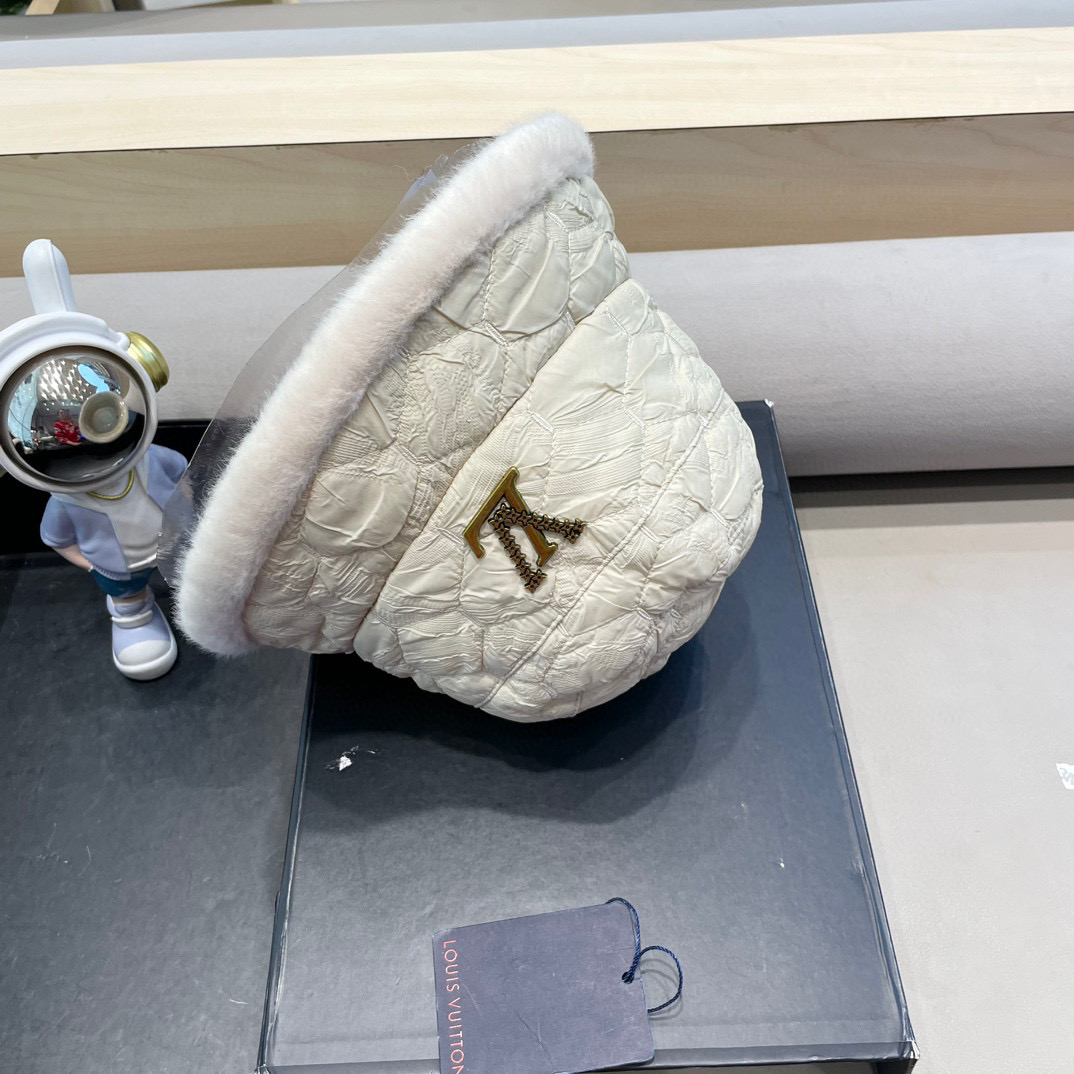 lv路易威登帽子女冬季加绒水桶帽复古小众钟型盆帽显脸小韩国毛绒保暖渔夫帽