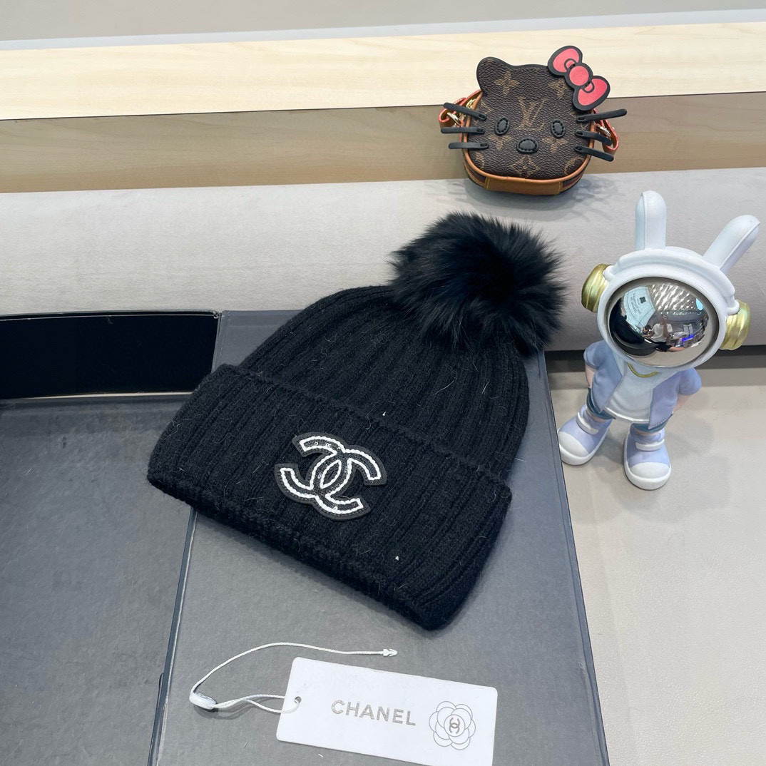 Chanel 毛线帽子女冬季保暖护耳加厚韩系堆堆帽2026新款针织冷帽百搭